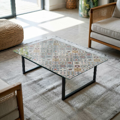 Rectangular tempered glass table top Decorative mosaics with details