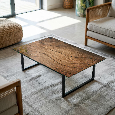 Rectangular glass to coffee table Stylish forest motif