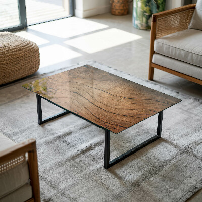 Rectangular glass to coffee table Stylish forest motif