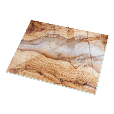 Rectangular tempered glass table top Wood in harmony with resin