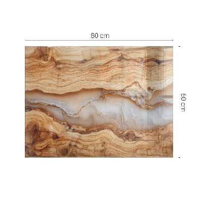 Rectangular tempered glass table top Wood in harmony with resin