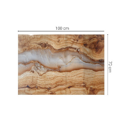 Rectangular tempered glass table top Wood in harmony with resin