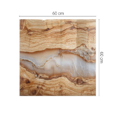 Rectangular tempered glass table top Wood in harmony with resin