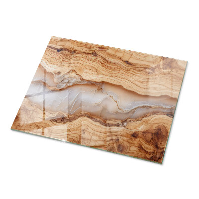 Rectangular tempered glass table top Wood in harmony with resin
