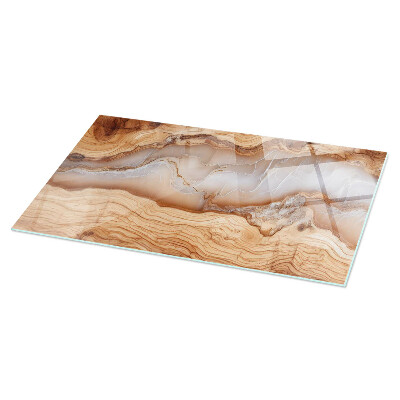 Rectangular tempered glass table top Wood in harmony with resin