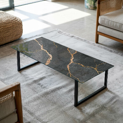 Rectangular glass to coffee table Marble veins in design
