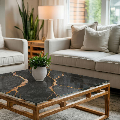 Rectangular glass to coffee table Marble veins in design