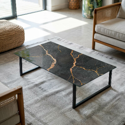 Rectangular glass to coffee table Marble veins in design