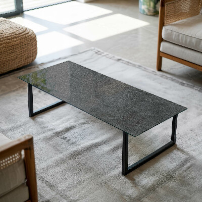 Rectangular tempered glass table top Stone texture motif