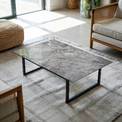 Rectangular glass to coffee table Stylish marble pattern