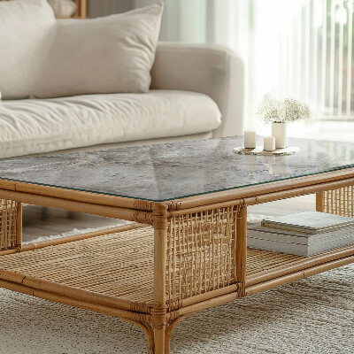 Rectangular glass to coffee table Stylish marble pattern