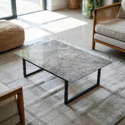 Rectangular glass to coffee table Stylish marble pattern