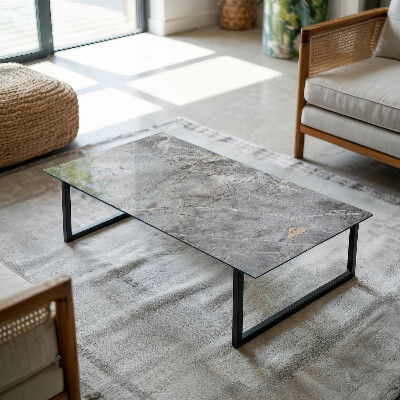 Rectangular glass to coffee table Stylish marble pattern