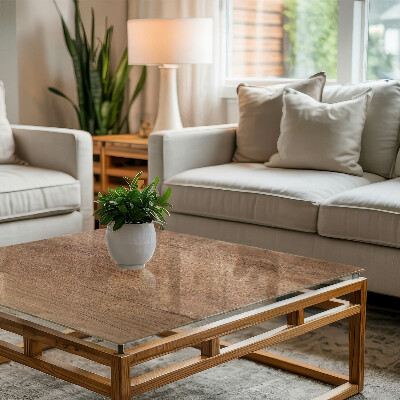 Rectangular tempered glass table top Marble graphic composition