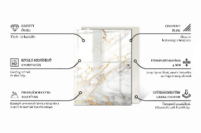 Rectangular tempered glass table top Marble graphic composition