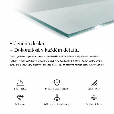 Rectangular glass for a table top transparent