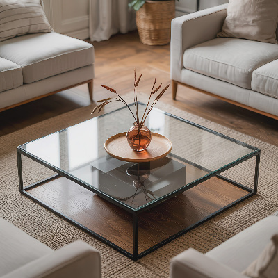 Rectangular glass for a table top transparent