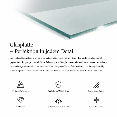 Rectangular glass for a table top transparent