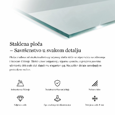 Rectangular glass for a table top transparent