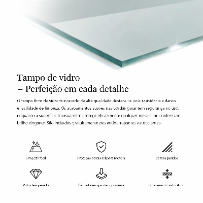 Rectangular glass for a table top transparent