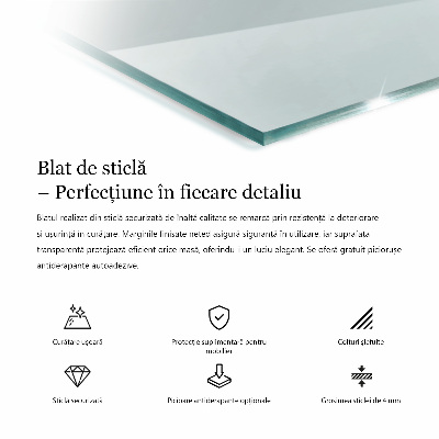 Rectangular glass for a table top transparent