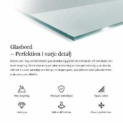 Rectangular glass for a table top transparent