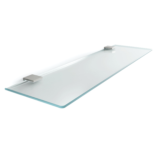Glass bathroom shelf with a semi-transparent finish