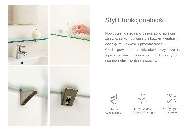 Glass bathroom shelf with a semi-transparent finish