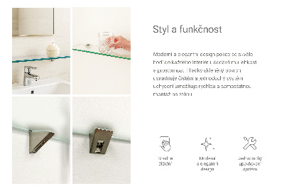 Glass bathroom shelf with a semi-transparent finish