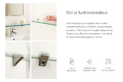 Glass bathroom shelf with a semi-transparent finish