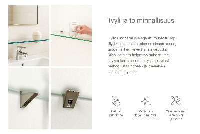 Glass bathroom shelf with a semi-transparent finish