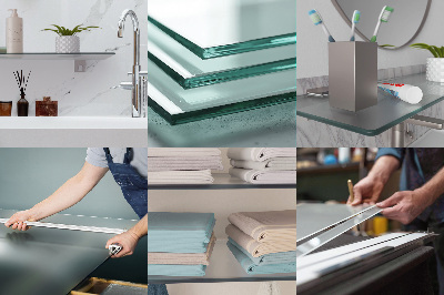 Glass bathroom shelf with a semi-transparent finish