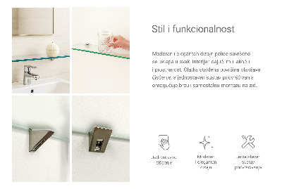 Glass bathroom shelf with a semi-transparent finish