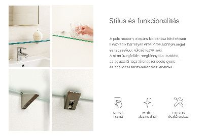 Glass bathroom shelf with a semi-transparent finish