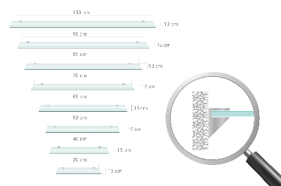 Glass bathroom shelf with a semi-transparent finish