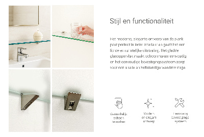 Glass bathroom shelf with a semi-transparent finish