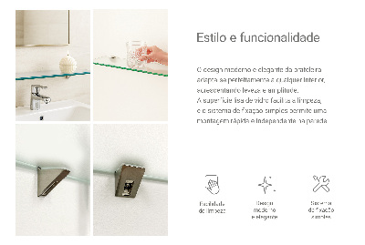 Glass bathroom shelf with a semi-transparent finish