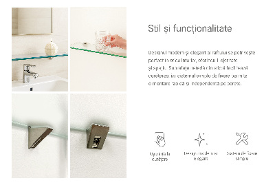 Glass bathroom shelf with a semi-transparent finish