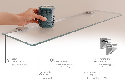 Glass bathroom shelf with a semi-transparent finish