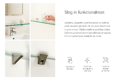 Glass bathroom shelf with a semi-transparent finish