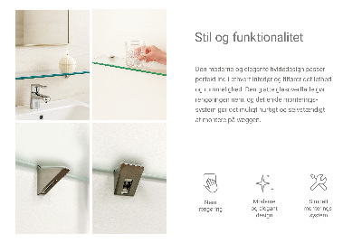 Glass bathroom shelf with a semi-transparent finish