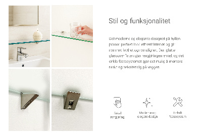 Glass bathroom shelf with a semi-transparent finish