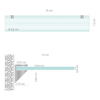 Glass bathroom shelf with a semi-transparent finish