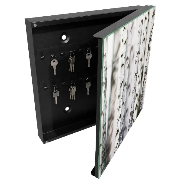 Key box with birch trunk wall mount
