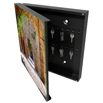 Wall mounted key box Cobblestone street
