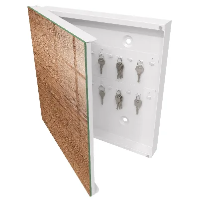 Wall-mounted key box with wood texture finish