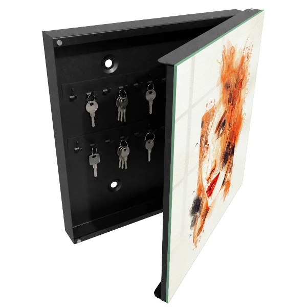 Wall mounted key box Feminine watercolor