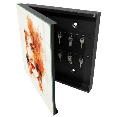 Wall mounted key box Feminine watercolor
