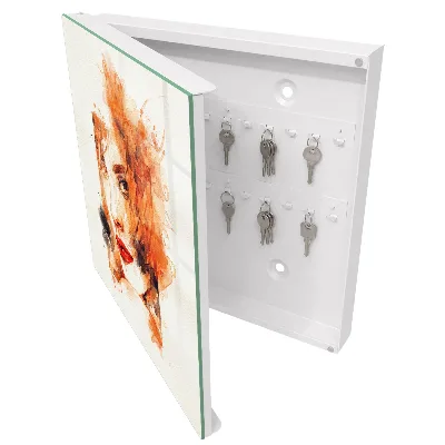 Wall mounted key box Feminine watercolor