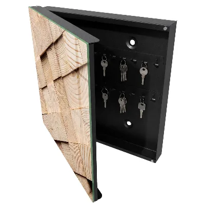 Wall-mounted key box wood texture finish